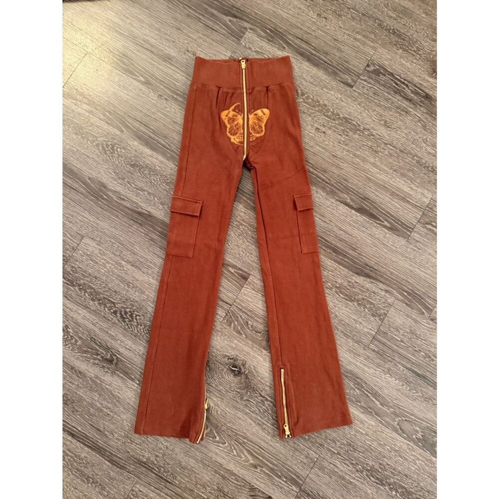 Tordrobes Brown Butterfly Signature U-Zip Pant